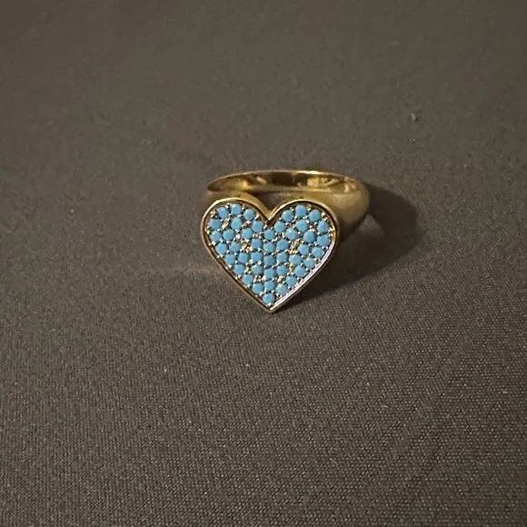 Park Lane Gold Heart Ring with Turquoise Accents - Picture 1 of 3